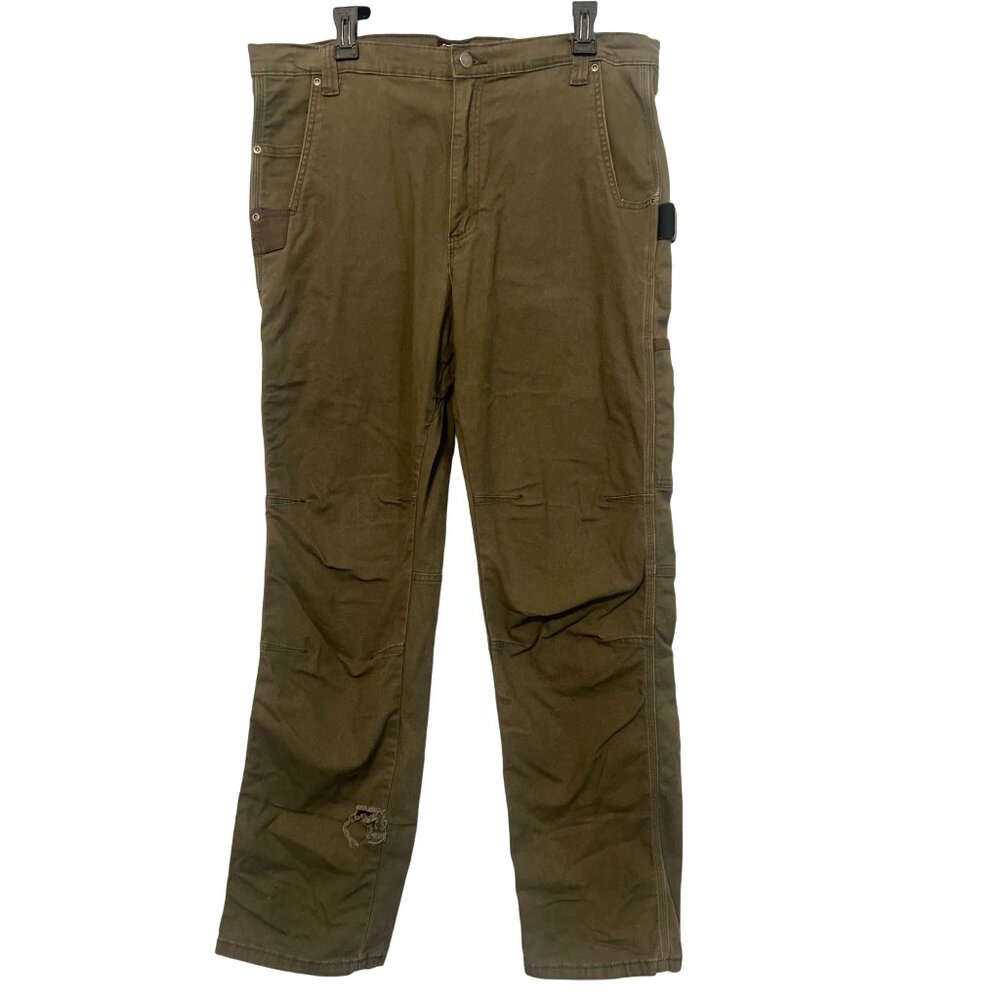 Wrangler Workwear Mens Olive Green‎ Carpenter Pants 36x32 Durable Cotton Blend